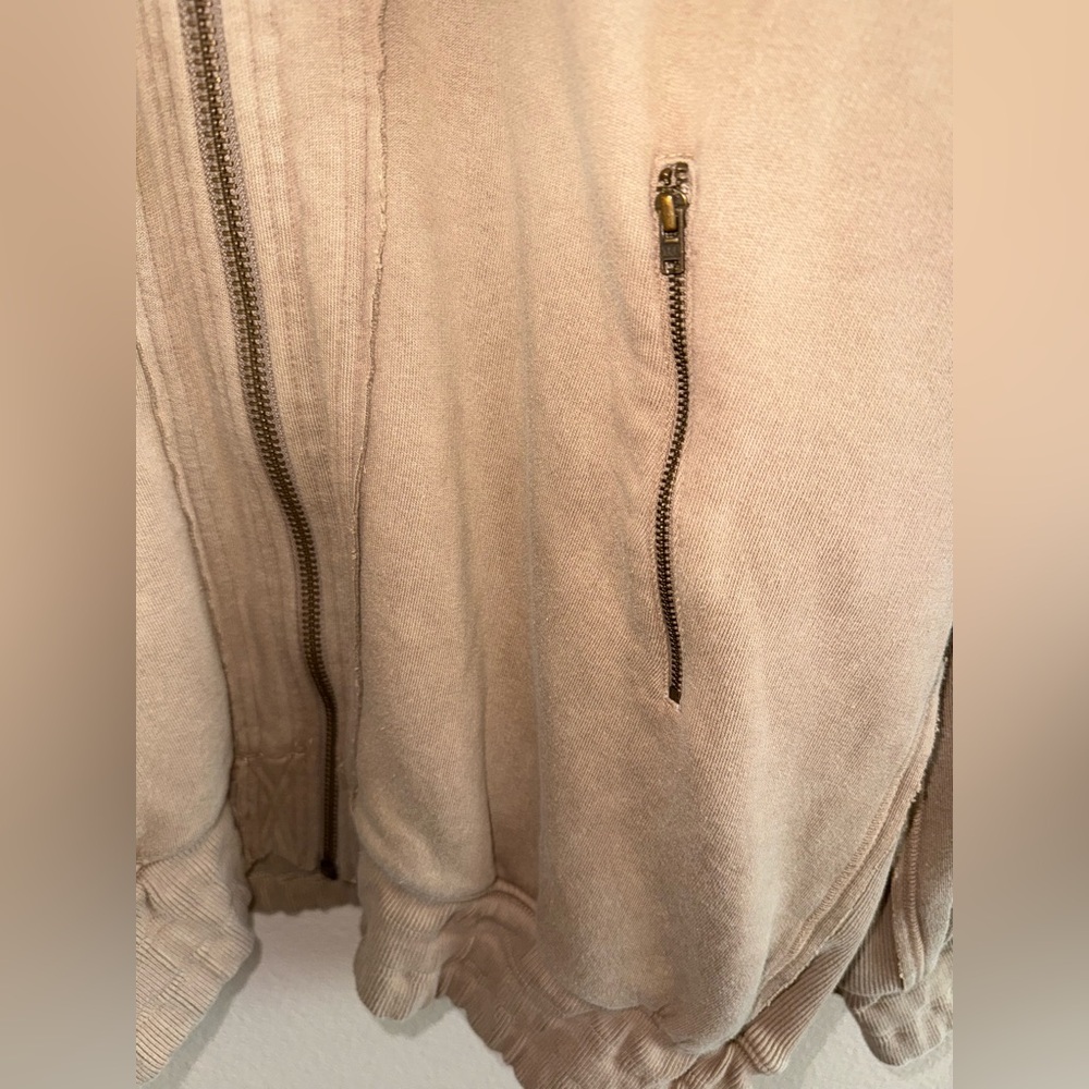 Free People NWOT We the Free Beige Lou Moto Jacket size Large Oversized Fit - Picture 8 of 11